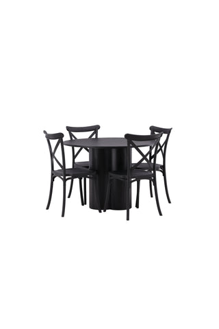 Venture Home Olivia Matbord-Svart/SvartFanér+Crosett Matstol-MattSvart/MattSvartPlast_4