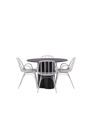 Venture Home Olivia Matbord-Svart/SvartFanér+Limhamnstol-Svart/Beige Velvet_4