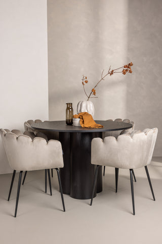 Venture Home Olivia Matbord-Svart/SvartFanér+Limhamnstol-Svart/Beige Velvet_4