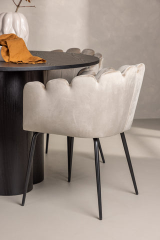 Venture Home Olivia Matbord-Svart/SvartFanér+Limhamnstol-Svart/Beige Velvet_4