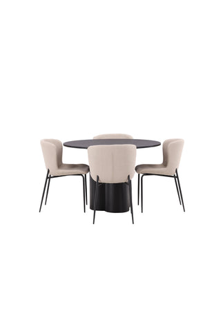 Venture Home Glade Matbord - Svart / Svart MDF +Baltimore Matstol - Svart / Svart plast _4
