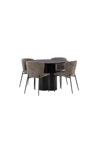 Venture Home Olivia Matbord-Svart/SvartFaner+ModestoMatstol-Grå/SmokedBlackBoucle_4