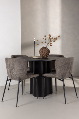 Venture Home Olivia Matbord-Svart/SvartFaner+ModestoMatstol-Grå/SmokedBlackBoucle_4