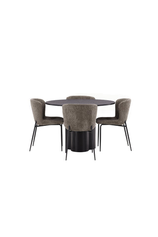 Venture Home Olivia Matbord-Svart/SvartFaner+ModestoMatstol-Grå/SmokedBlackBoucle_4