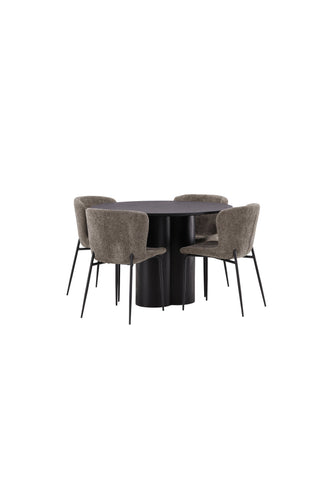 Venture Home Olivia Matbord-Svart/SvartFaner+ModestoMatstol-Grå/SmokedBlackBoucle_4