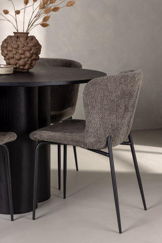 Venture Home Olivia Matbord-Svart/SvartFaner+ModestoMatstol-Grå/SmokedBlackBoucle_4