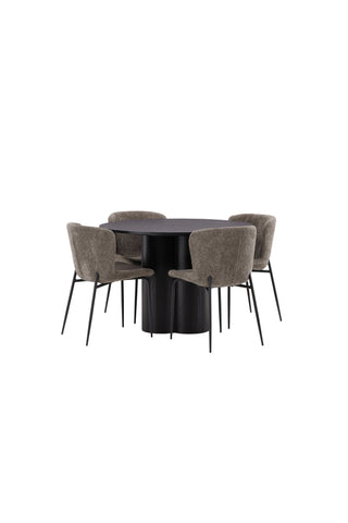 Venture Home Olivia Matbord-Svart/SvartFaner+ModestoMatstol-Grå/SmokedBlackBoucle_4