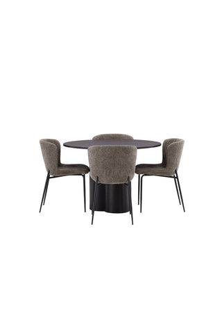 Venture Home Olivia Matbord-Svart/SvartFaner+ModestoMatstol-Grå/SmokedBlackBoucle_4