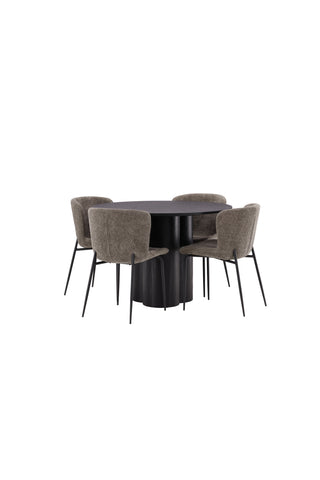 Venture Home Olivia Matbord-Svart/SvartFaner+ModestoMatstol-Grå/SmokedBlackBoucle_4