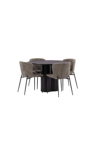 Venture Home Olivia Matbord-Svart/SvartFaner+ModestoMatstol-Grå/SmokedBlackBoucle_4
