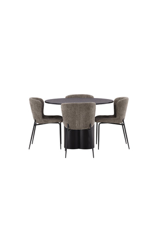 Venture Home Olivia Matbord-Svart/SvartFaner+ModestoMatstol-Grå/SmokedBlackBoucle_4