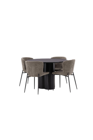 Venture Home Olivia Matbord-Svart/SvartFaner+ModestoMatstol-Grå/SmokedBlackBoucle_4