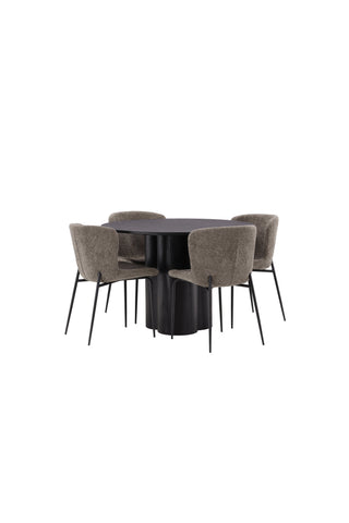 Venture Home Olivia Matbord-Svart/SvartFaner+ModestoMatstol-Grå/SmokedBlackBoucle_4