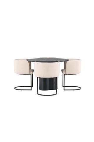 Venture Home Olivia Matbord-Svart/Svart Fanér+Tempe Matstol-Mörkgrå/MörktbrunMDF_4