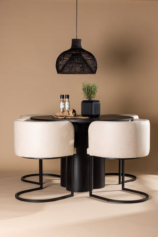 Venture Home Olivia Matbord-Svart/SvartFanér+Simrishman Matstol-Svart/BeigeTC-tyg_4