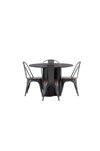 Venture Home Olivia Matbord-Svart/Svart Fanér+Tempe Matstol-Mattsvart/Metal_4
