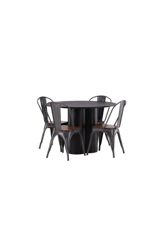 Venture Home Olivia Matbord-Svart/Svart Fanér+Tempe Matstol-Mörkgrå/MörktbrunMDF_4