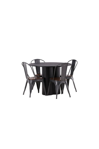 Venture Home Olivia Matbord-Svart/Svart Fanér+Tempe Matstol-Mörkgrå/MörktbrunMDF_4