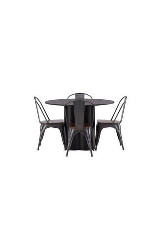 Venture Home Olivia Matbord-Svart/Svart Fanér+Tempe Matstol-Mörkgrå/MörktbrunMDF_4