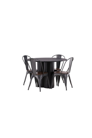 Venture Home Olivia Matbord-Svart/Svart Fanér+Tempe Matstol-Mörkgrå/MörktbrunMDF_4