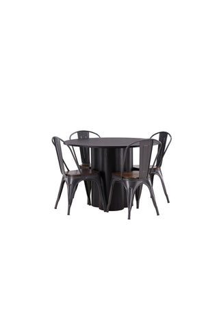Venture Home Olivia Matbord-Svart/Svart Fanér+Tempe Matstol-Mörkgrå/MörktbrunMDF_4