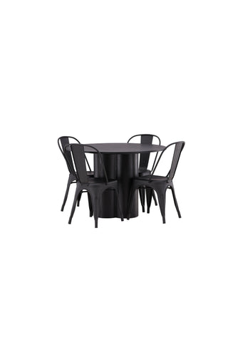 Venture Home Olivia Matbord-Svart/Svart Fanér+Tempe Matstol-Mattsvart/Metal_4