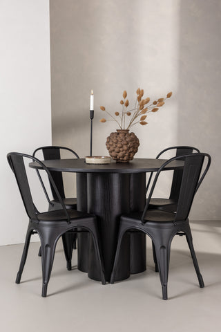 Venture Home Olivia Matbord-Svart/Svart Fanér+Tempe Matstol-Mattsvart/Metal_4