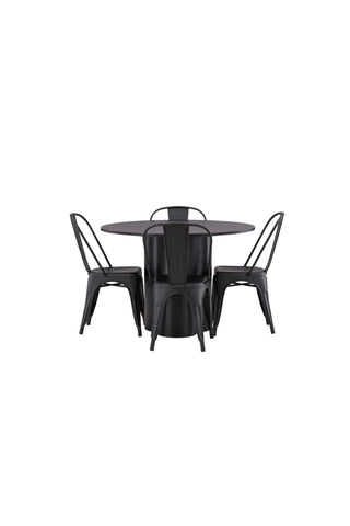 Venture Home Olivia Matbord-Svart/Svart Fanér+Tempe Matstol-Mattsvart/Metal_4