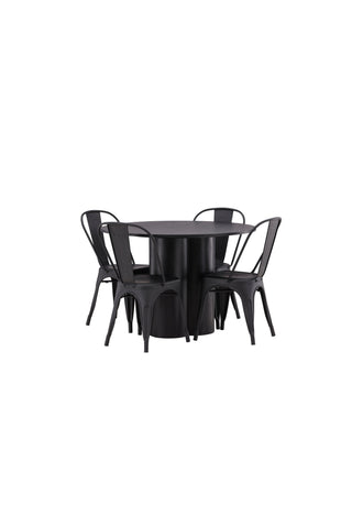 Venture Home Olivia Matbord-Svart/Svart Fanér+Tempe Matstol-Mattsvart/Metal_4