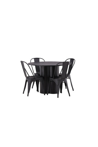 Venture Home Olivia Matbord-Svart/Svart Fanér+Tempe Matstol-Mattsvart/Metal_4