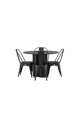 Venture Home Olivia Matbord-Svart/Svart Fanér+Tempe Matstol-Mattsvart/Metal_4