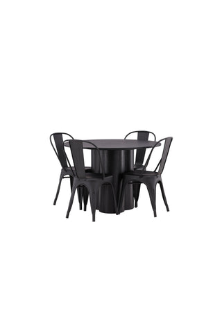 Venture Home Olivia Matbord-Svart/Svart Fanér+Tempe Matstol-Mattsvart/Metal_4