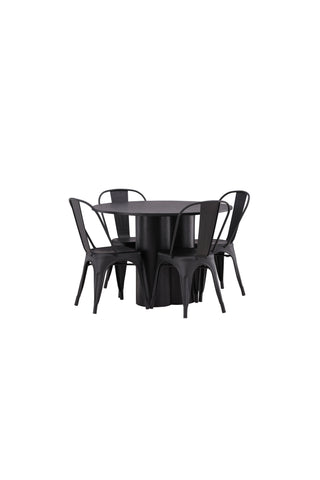 Venture Home Olivia Matbord-Svart/Svart Fanér+Tempe Matstol-Mattsvart/Metal_4