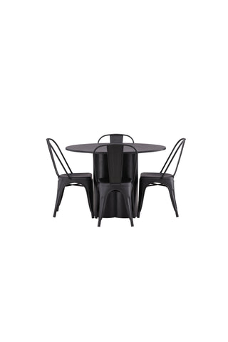 Venture Home Olivia Matbord-Svart/Svart Fanér+Tempe Matstol-Mattsvart/Metal_4