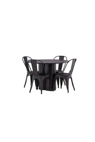 Venture Home Olivia Matbord-Svart/Svart Fanér+Tempe Matstol-Mattsvart/Metal_4