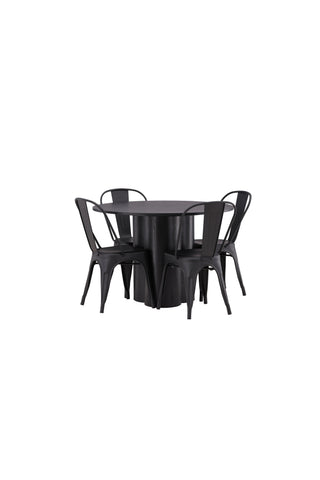 Venture Home Olivia Matbord-Svart/Svart Fanér+Tempe Matstol-Mattsvart/Metal_4
