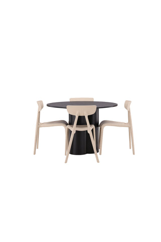 Venture Home Olivia Matbord-Svart/SvartFanér+Åstol Matstol-NaturTräplastkomposit_4