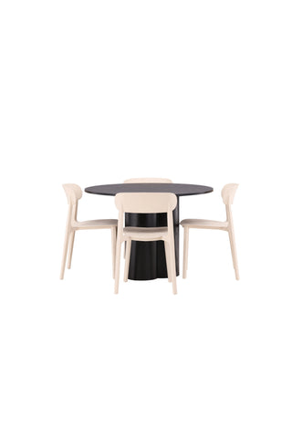 Venture Home Glade Matbord - Svart / Svart MDF +Åstol Matstol - Natur Träplastkomposit _4