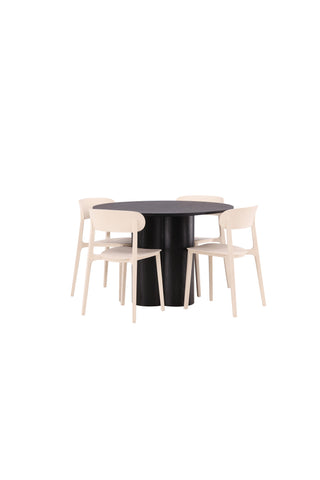 Venture Home Olivia Matbord-Svart/SvartFanér+Åstol Matstol-NaturTräplastkomposit_4