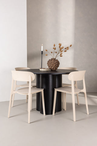 Venture Home Olivia Matbord-Svart/SvartFanér+Åstol Matstol-NaturTräplastkomposit_4