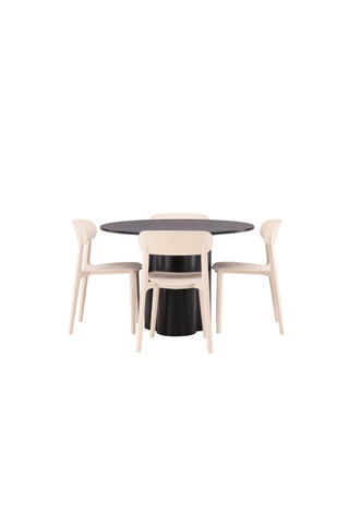 Venture Home Olivia Matbord-Svart/SvartFanér+Åstol Matstol-NaturTräplastkomposit_4