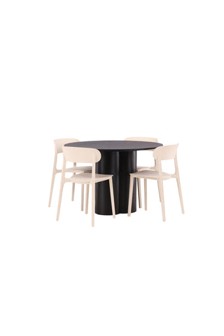 Venture Home Olivia Matbord-Svart/SvartFanér+Åstol Matstol-NaturTräplastkomposit_4