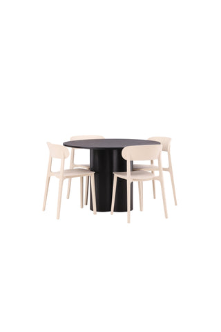 Venture Home Olivia Matbord-Svart/SvartFanér+Åstol Matstol-NaturTräplastkomposit_4