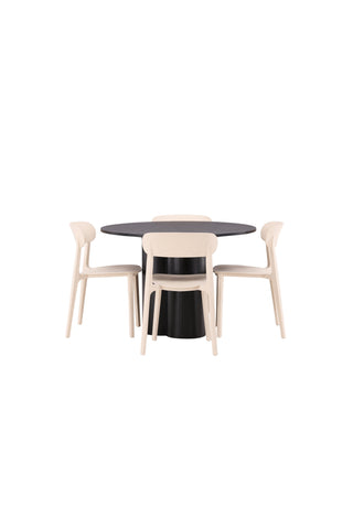 Venture Home Olivia Matbord-Svart/SvartFanér+Åstol Matstol-NaturTräplastkomposit_4