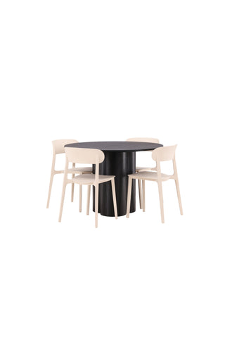Venture Home Olivia Matbord-Svart/SvartFanér+Åstol Matstol-NaturTräplastkomposit_4