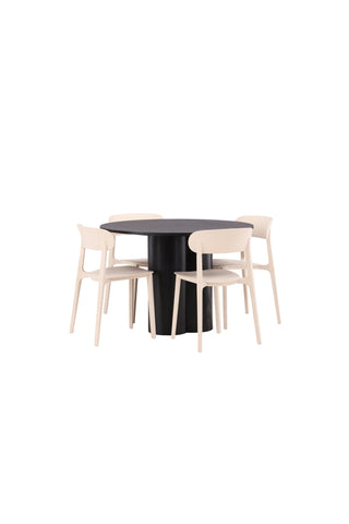 Venture Home Olivia Matbord-Svart/SvartFanér+Åstol Matstol-NaturTräplastkomposit_4
