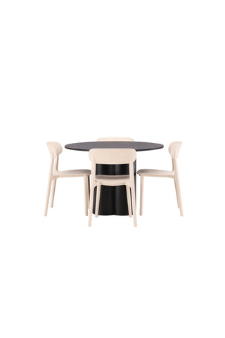 Venture Home Olivia Matbord-Svart/SvartFanér+Åstol Matstol-NaturTräplastkomposit_4