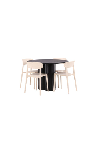 Venture Home Olivia Matbord-Svart/SvartFanér+Åstol Matstol-NaturTräplastkomposit_4