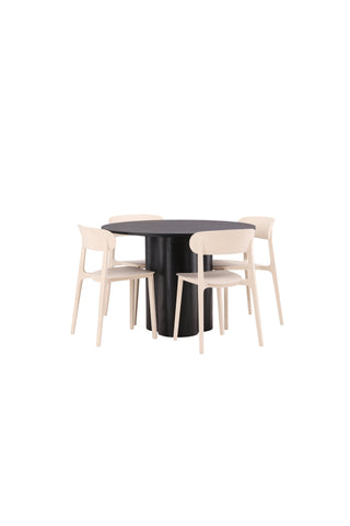 Venture Home Olivia Matbord-Svart/SvartFanér+Åstol Matstol-NaturTräplastkomposit_4