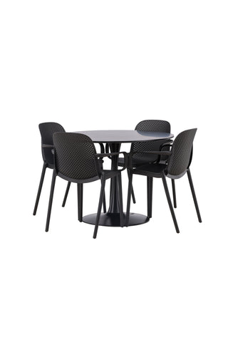 Venture Home Glade Matbord - Svart / Svart MDF +Baltimore Matstol - Svart / Svart plast _4